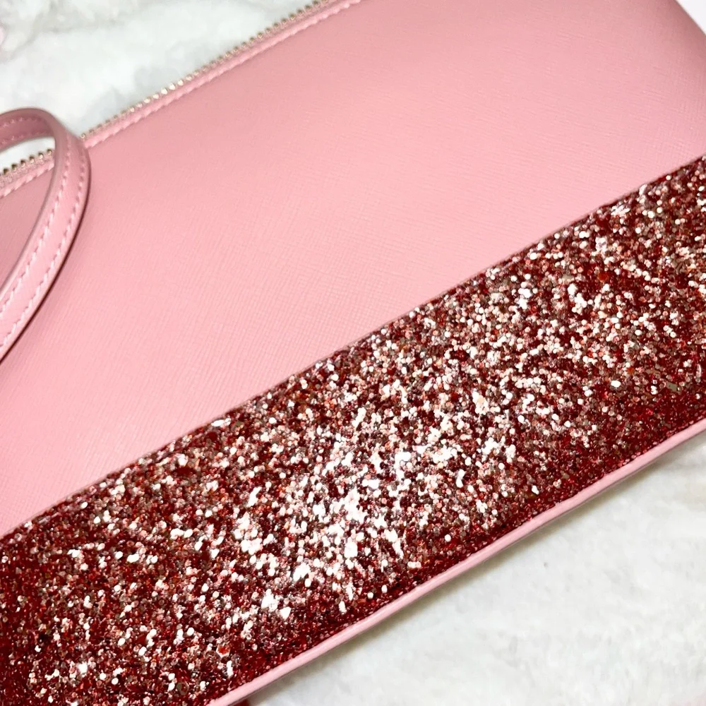Kate Spade Ramey‎ Greta PINK Glitter DUSTY PEONY Crossbody Bag NWT